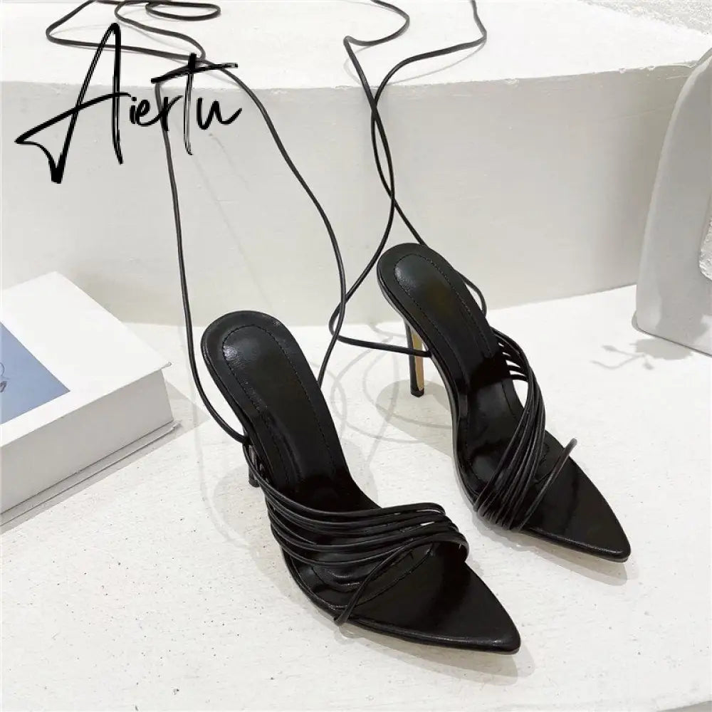 Aiertu Fashion Gladiator Sandals Ankle Strap High Heel  Women Summer Party High Heel  Rope Purple Sandals Aiertu