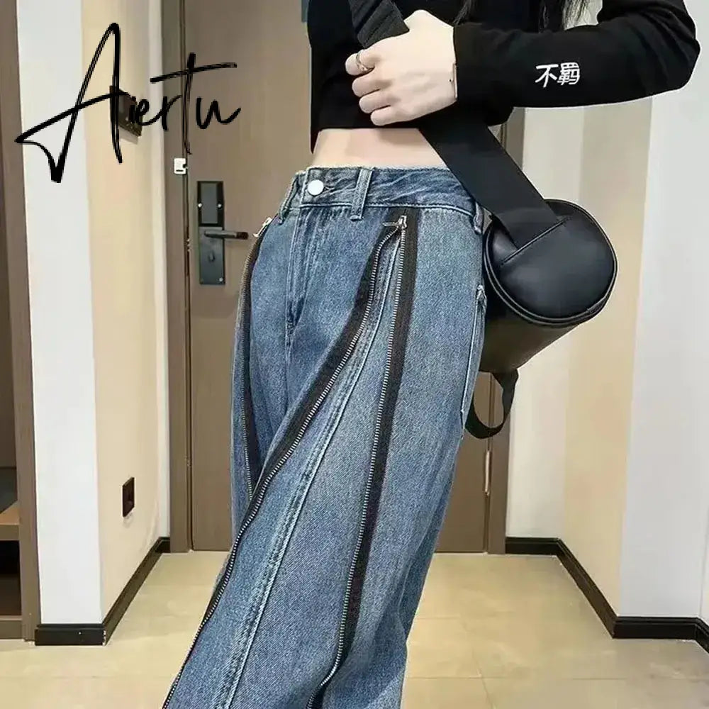 Aiertu Fashion Loose Jeans For Women Spring Autumn  New Casual High Waist Wide Leg Straight Trousers Vintage Denim Baggy Pants Aiertu