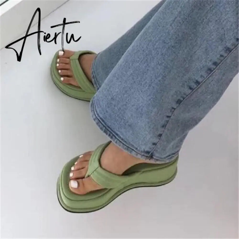 Aiertu Fashion Slippers Women Clip Toe Sandal Wedge Platform Shoes Women Casual Beach Dress Heels Slipper Female Flip Flops Shoes Woman Aiertu