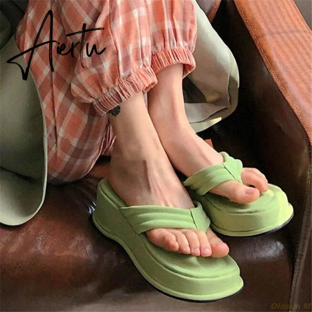 Aiertu Fashion Slippers Women Clip Toe Sandal Wedge Platform Shoes Women Casual Beach Dress Heels Slipper Female Flip Flops Shoes Woman Aiertu