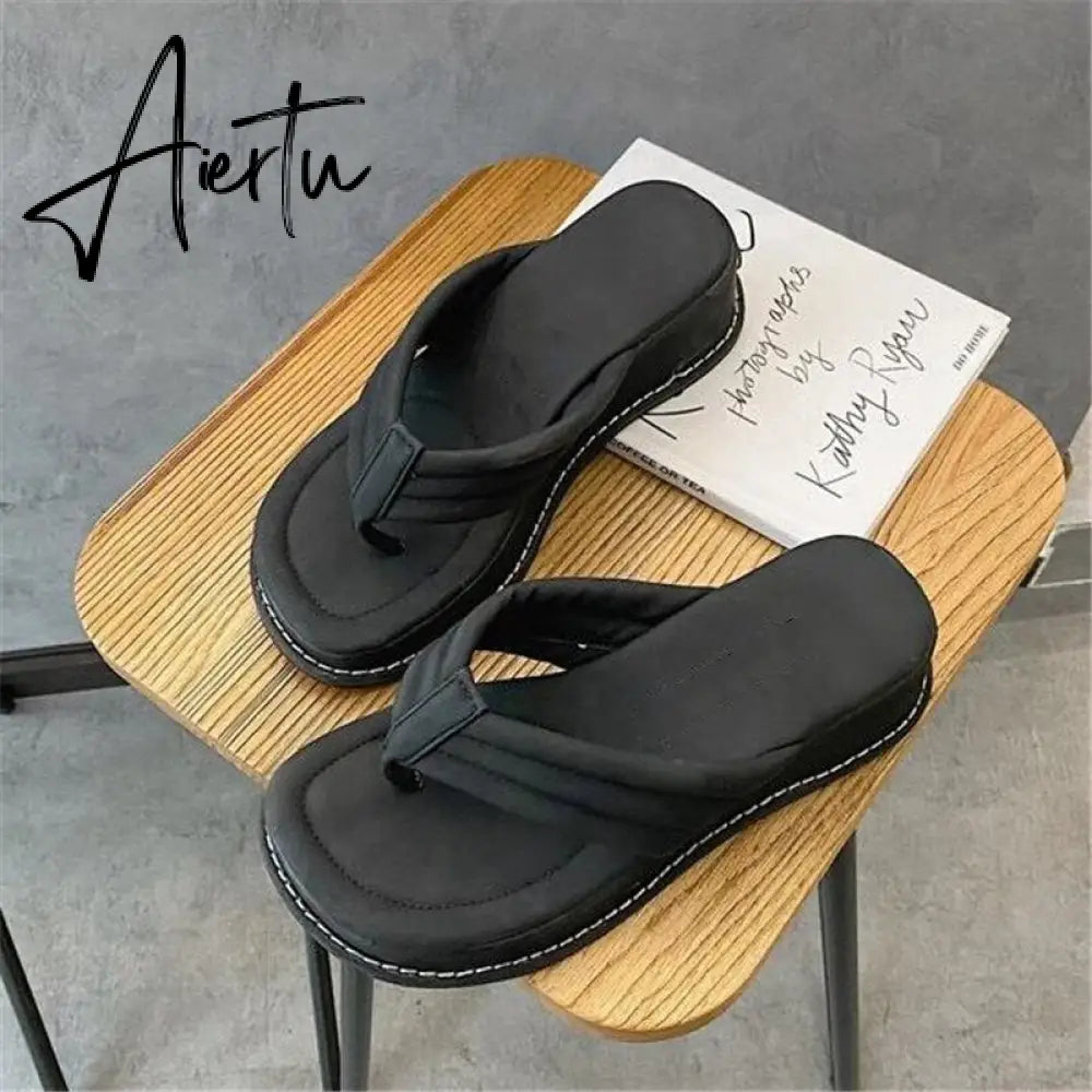 Aiertu Fashion Slippers Women Clip Toe Sandal Wedge Platform Shoes Women Casual Beach Dress Heels Slipper Female Flip Flops Shoes Woman Aiertu