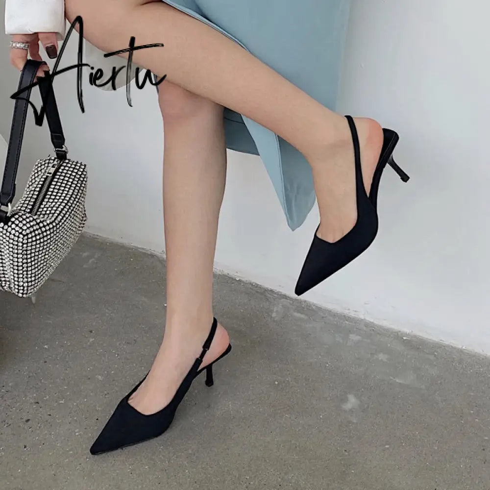 Aiertu  Fashion Thin High Heels Slingback Sandals Pointed Toe Slip On Mules Shoes Ladies Elegant Shallow Pumps Party Dress Shoes Aiertu