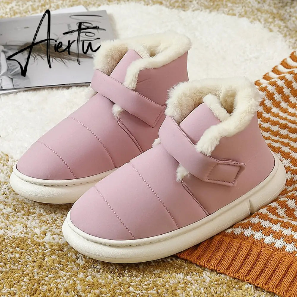 Aiertu Fashion Women's Boots Winter Cotton Shoes Woman New Couple Plush High-top Outdoor Down Fabric Warm Fur Ankle  for Ladies Aiertu