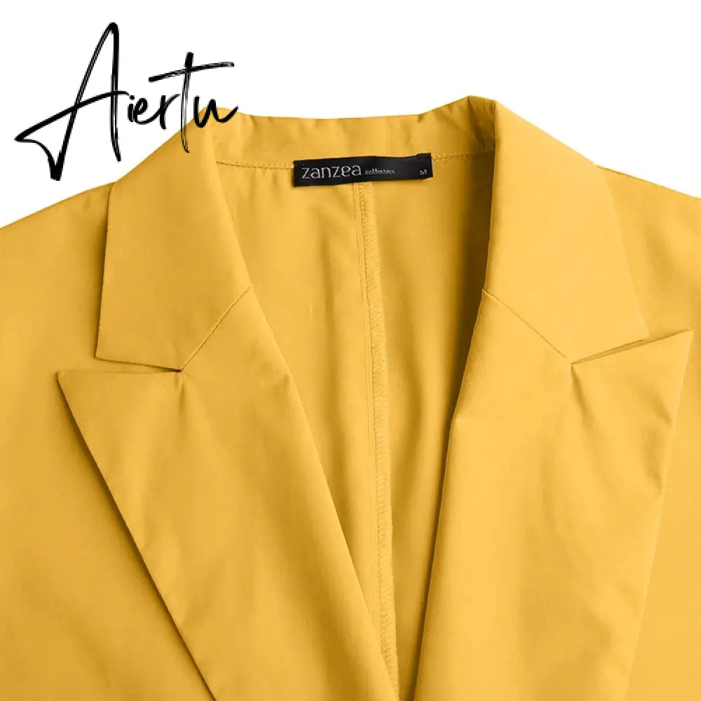 Aiertu Fashion Women's Business Suits Autumn OL Long Sleeve Blazer and High Waist Pants  Casual Solid Oversized Sreetwear Aiertu