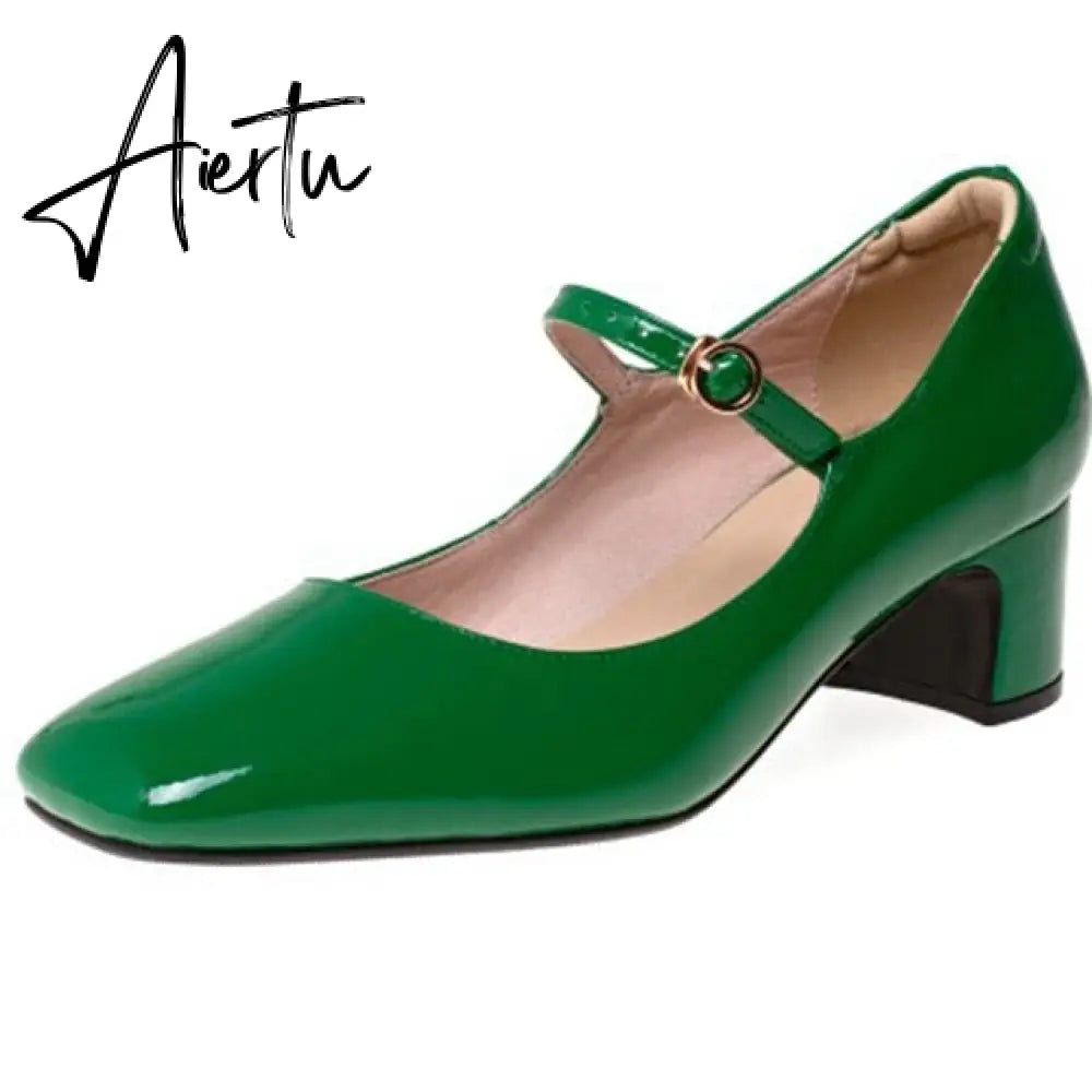 Aiertu Fashion Women's Shoes Mary Jane Style Ladies Shoes Low Heel Shallow Mouth Round Toe Solid Color Women's Shoes Party Shoes Aiertu