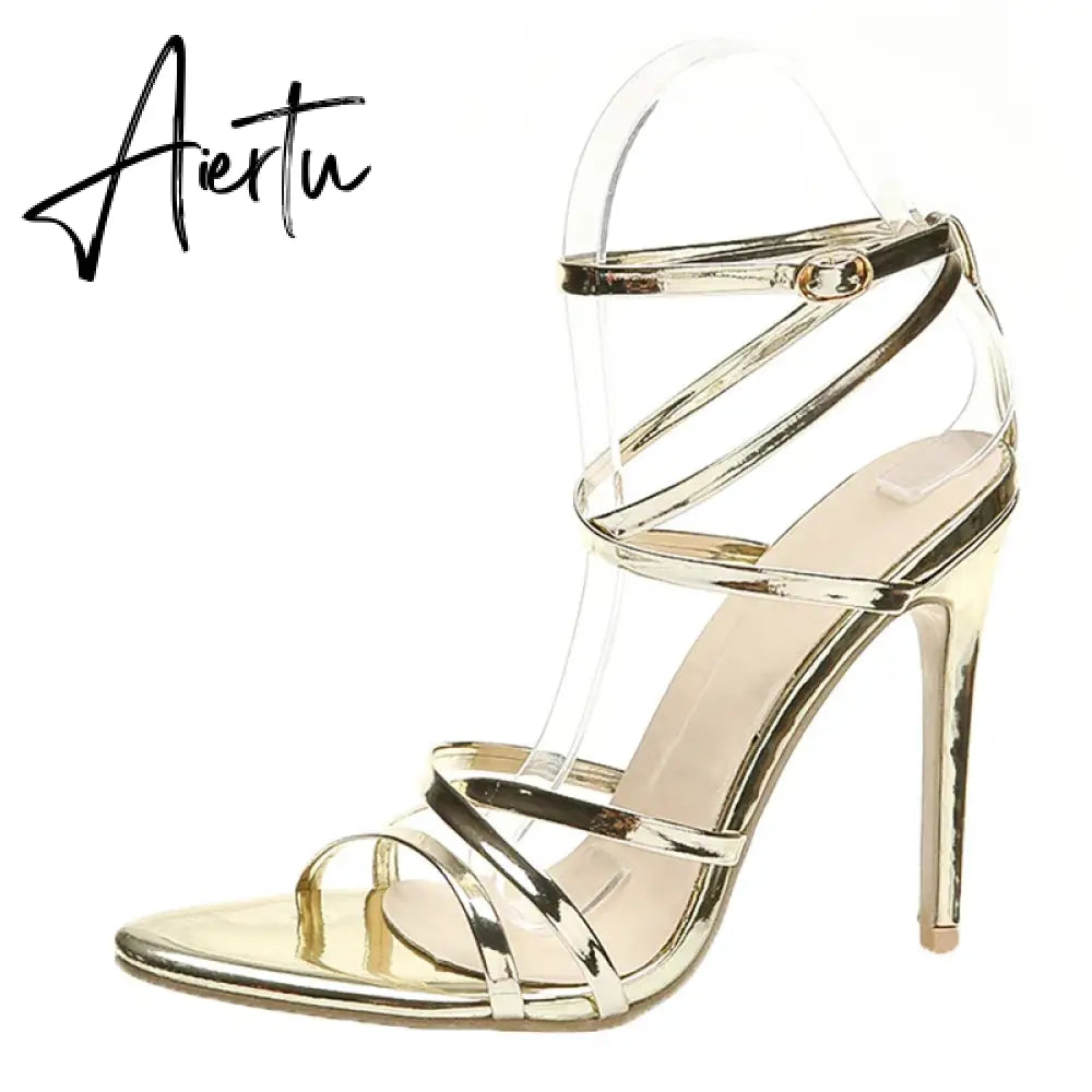Aiertu  Fine High Heels Sandals Footwear Cross-tied Ankle Strap Summer Sandals Shoes Women Female Sexy Shoes Women Party Aiertu