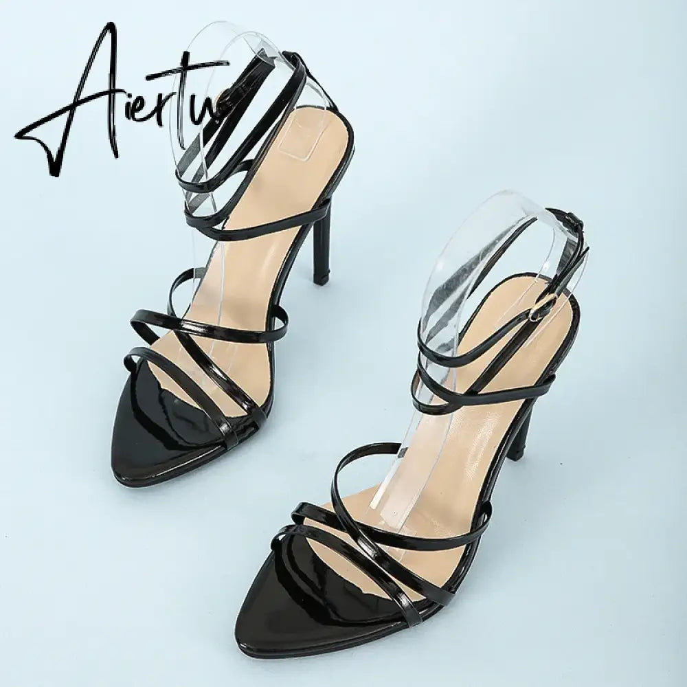 Aiertu  Fine High Heels Sandals Footwear Cross-tied Ankle Strap Summer Sandals Shoes Women Female Sexy Shoes Women Party Aiertu