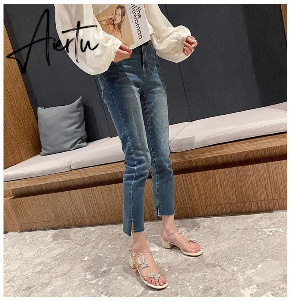Aiertu Followed Sandals for Women  New Fashion Mid-heeled Sandals Women Thick Heels Super Fairy Rhinestone Butterfly Sandals for Women Aiertu