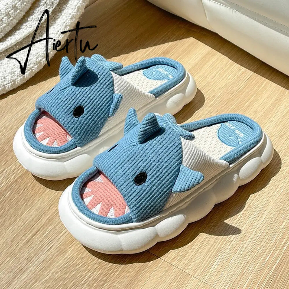 Aiertu  Four Season Home Non Slip Thick Sole Mute Hemp Cotton Women Slippers Cute Cartoon Shape Men Indoor Shoes New Arrival Aiertu