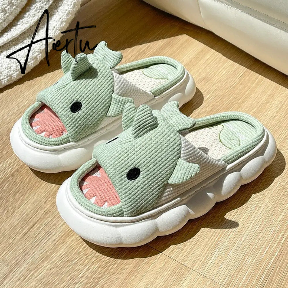 Aiertu  Four Season Home Non Slip Thick Sole Mute Hemp Cotton Women Slippers Cute Cartoon Shape Men Indoor Shoes New Arrival Aiertu