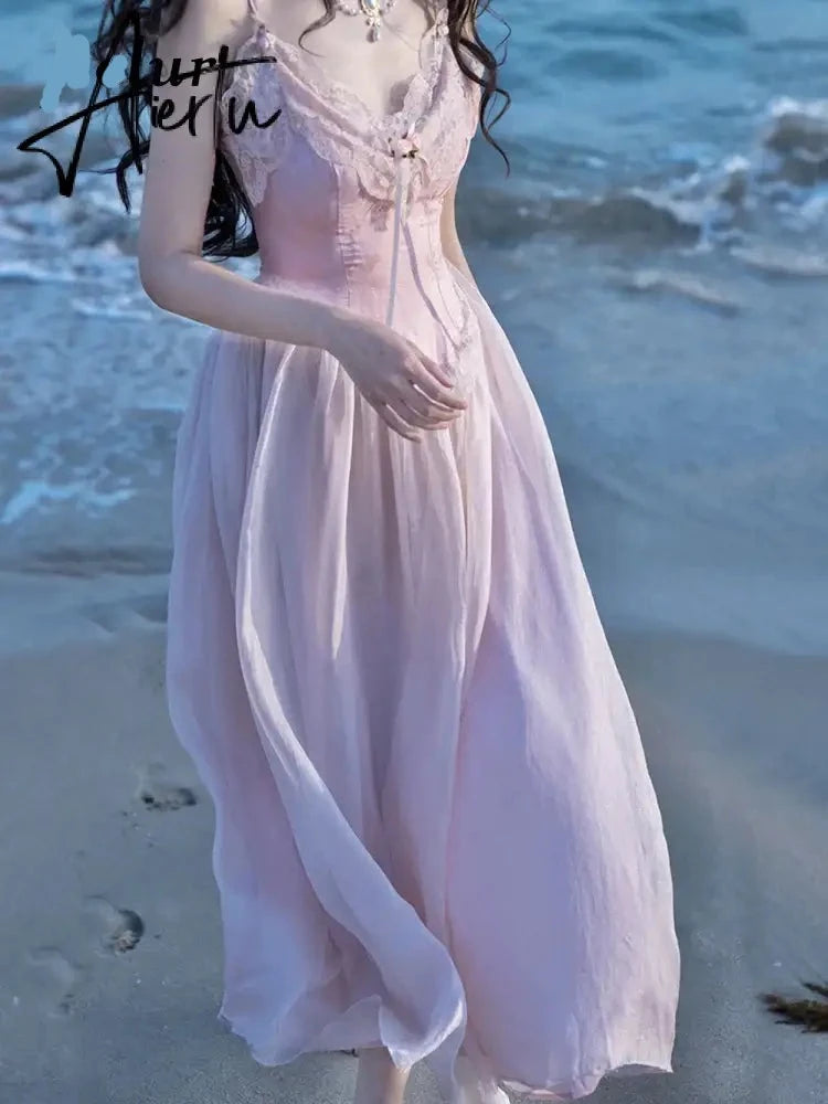 Aiertu France Vintage Sexy Dresses Women Elegant Party Midi Dresses Female Beach Patchwork High Waist Fashion Retro Dress Summer Aiertu