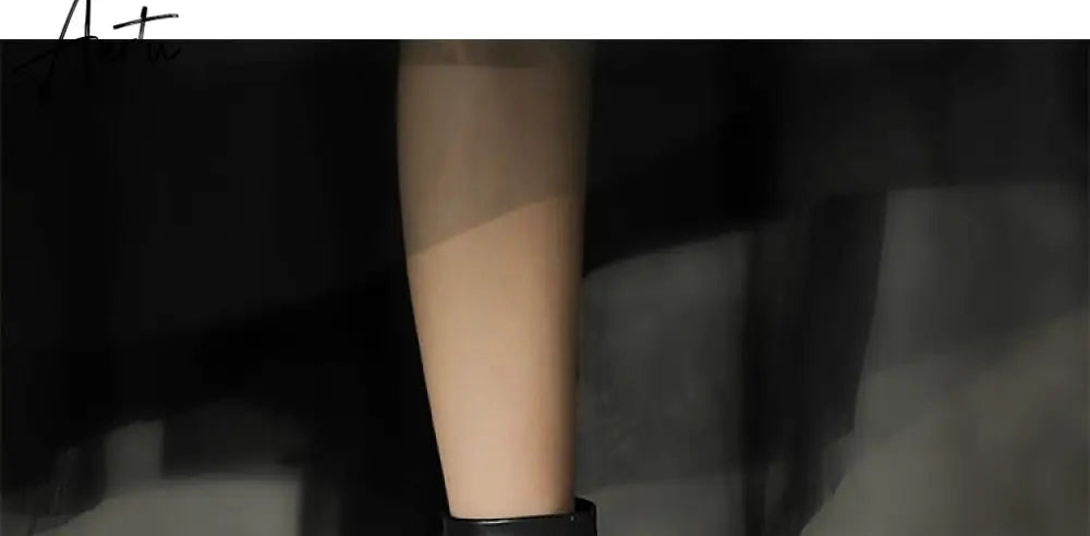 Aiertu High Heels Dress Shoes Pointed Toe Bare Boots Black Booties Thin Heeled Fashion Ankle Boots Retro Ladies Shoes Botas Aiertu