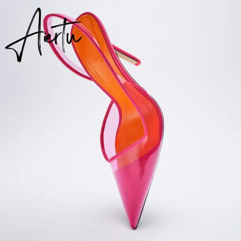 Aiertu High Heels Pointed Toe Lace-Up Shallow Mouth Slip On Women's High-Heeled Shoes Sexy Pump Sandals Ladies Spikes Gold Slip-On Beig Aiertu