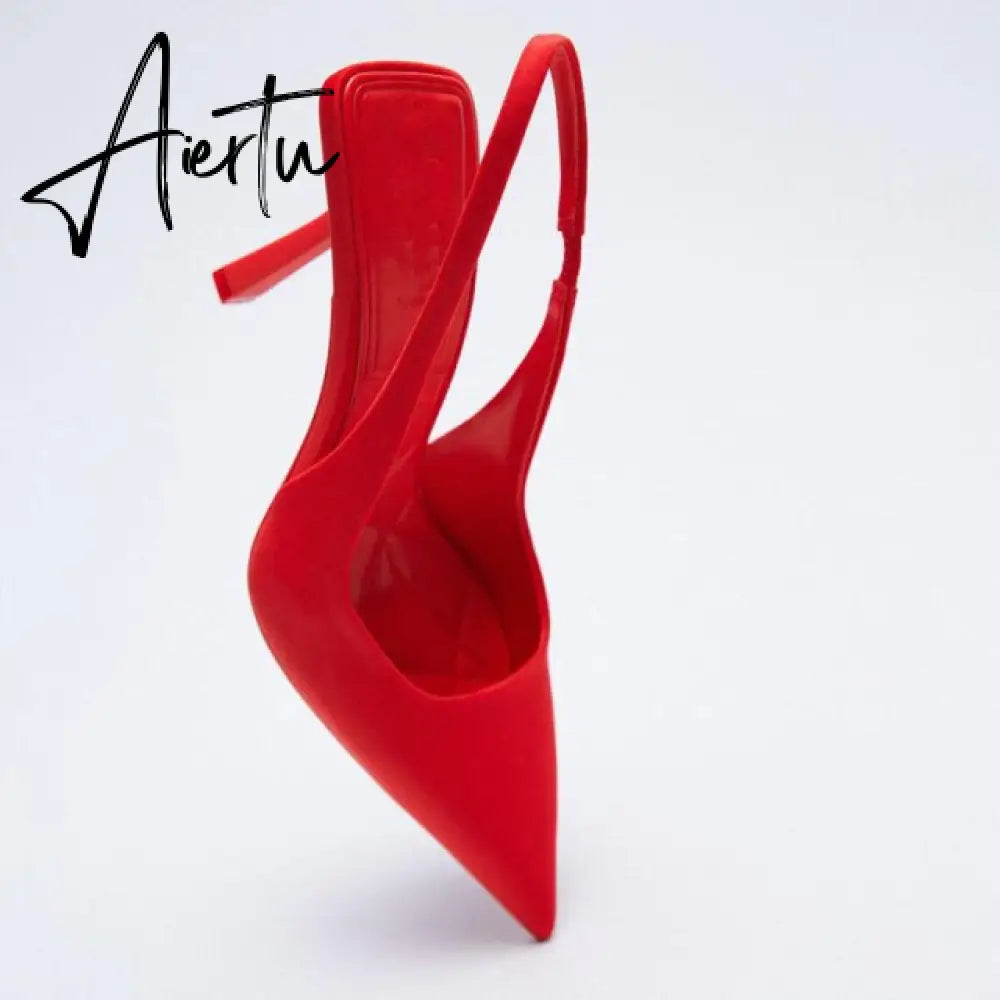 Aiertu High Heels Pointed Toe Lace-Up Shallow Mouth Slip On Women's High-Heeled Shoes Sexy Pump Sandals Ladies Spikes Gold Slip-On Beig Aiertu