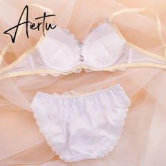 Aiertu Japanese Cute Sweet Push Up Bras For Women Plus Size Underwear Lingerie Intimates Embroidery Floral Flower Comfort Bra Bralette Aiertu