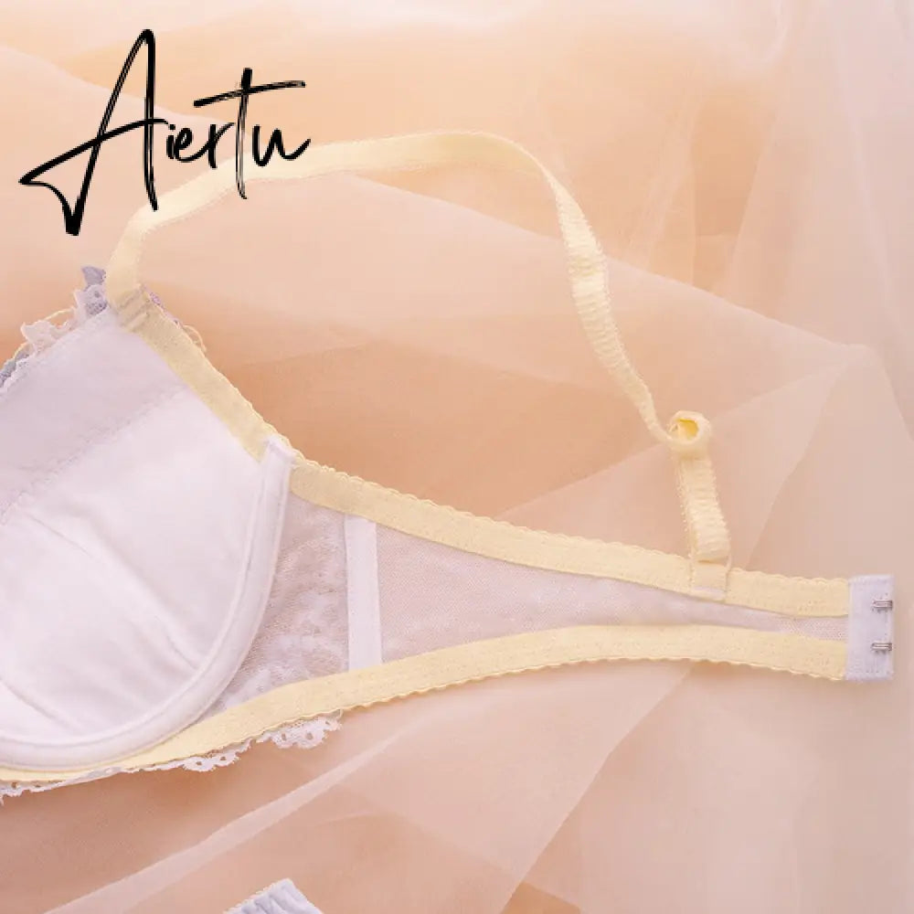 Aiertu Japanese Cute Sweet Push Up Bras For Women Plus Size Underwear Lingerie Intimates Embroidery Floral Flower Comfort Bra Bralette Aiertu