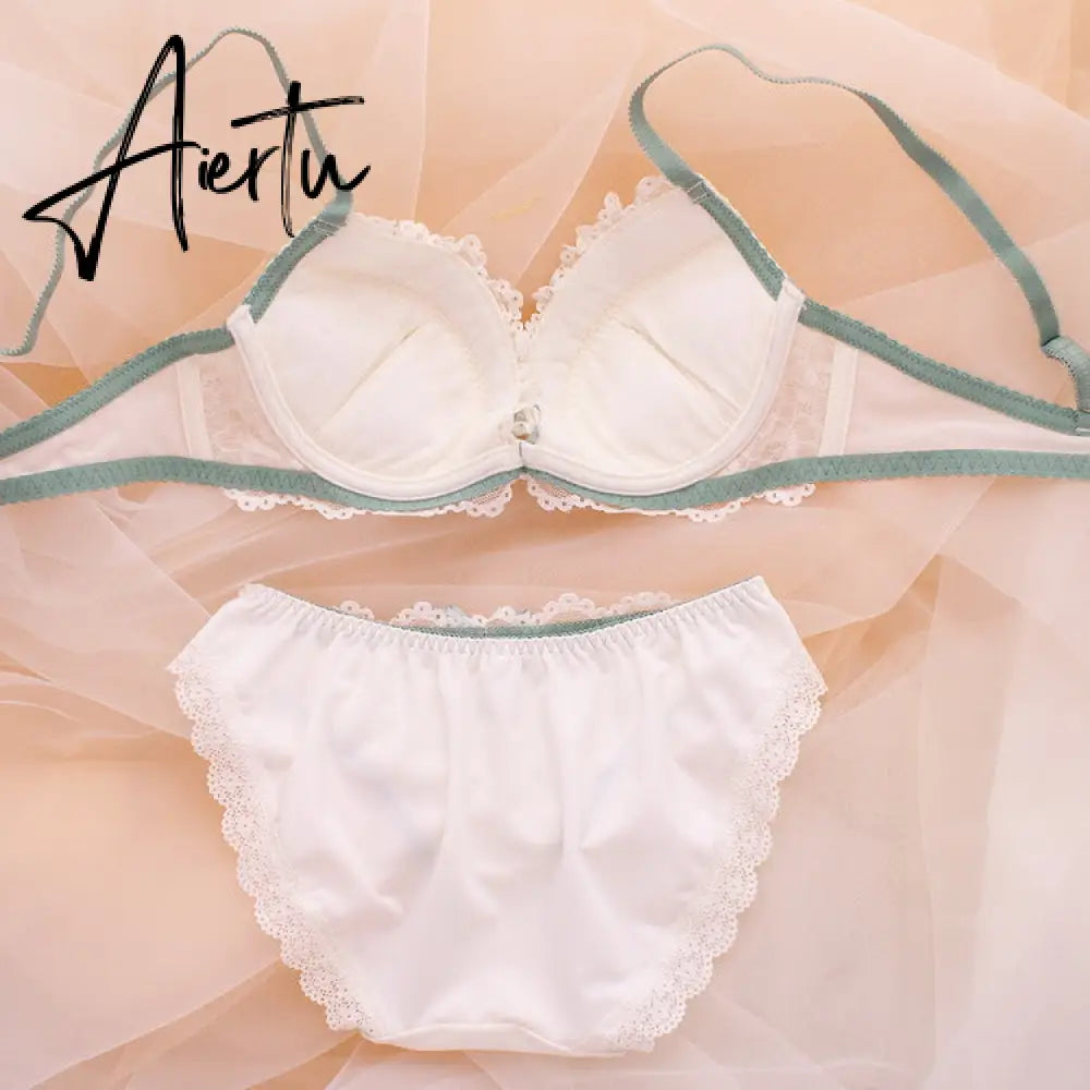 Aiertu Japanese Cute Sweet Push Up Bras For Women Plus Size Underwear Lingerie Intimates Embroidery Floral Flower Comfort Bra Bralette Aiertu