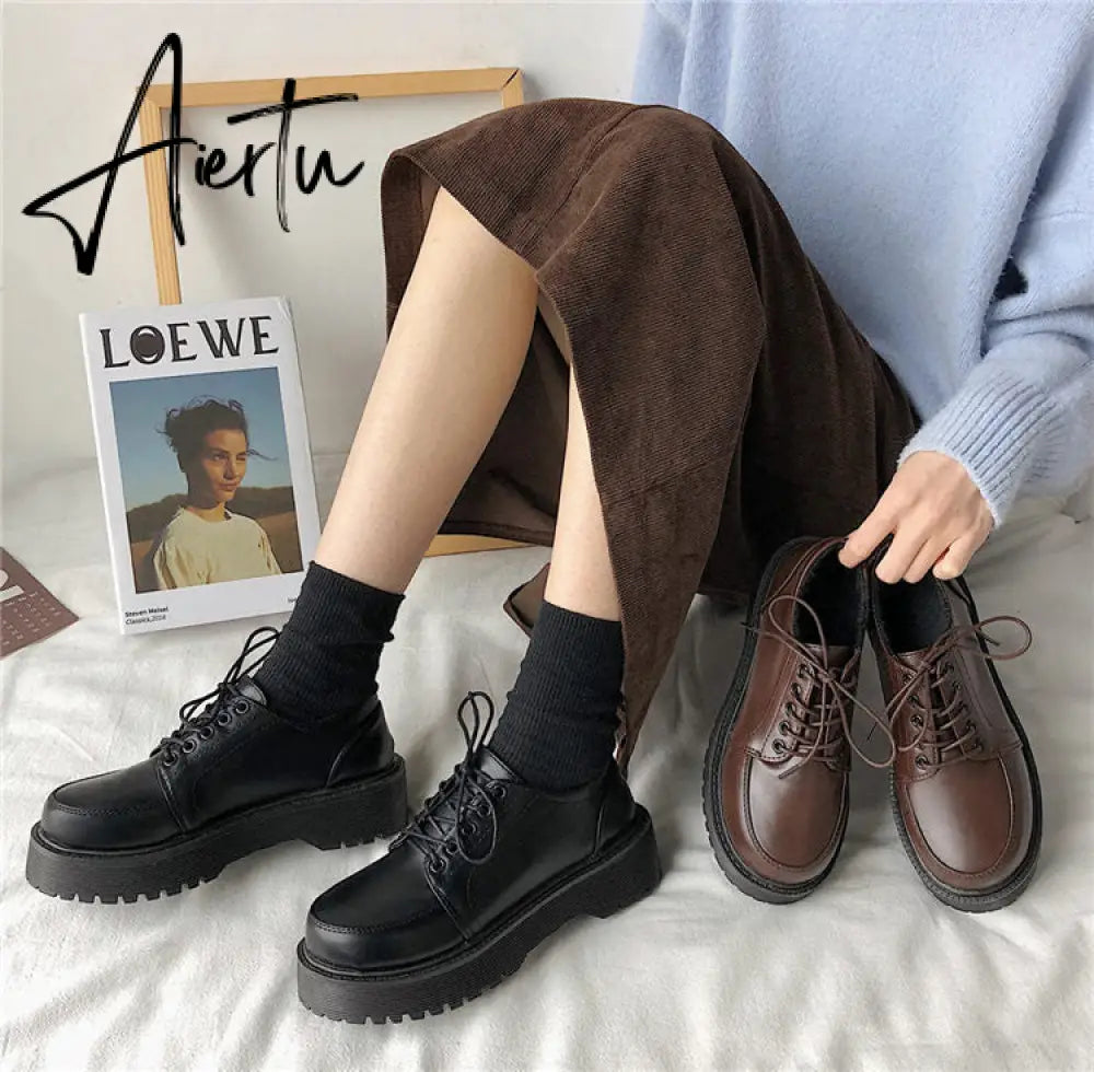 Aiertu  Japanese School Uniform shoes Jk Student Shoes Girls Women Kawaii Lolita Soft Girl Round Toe lolita Platform Mary Jane Shoes Aiertu