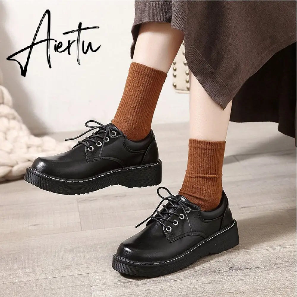 Aiertu  Japanese School Uniform shoes Jk Student Shoes Girls Women Kawaii Lolita Soft Girl Round Toe lolita Platform Mary Jane Shoes Aiertu