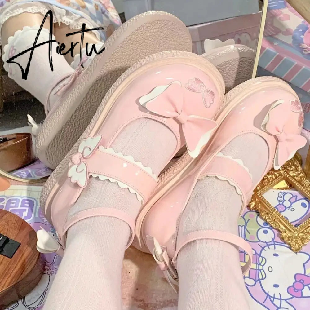 Aiertu Kaweii Lolita Shoes Sweet Summer Mary Janes Woman Flats Patchwork Japanese Style Fashion Cute Party Jk Shoes for Girls Aiertu