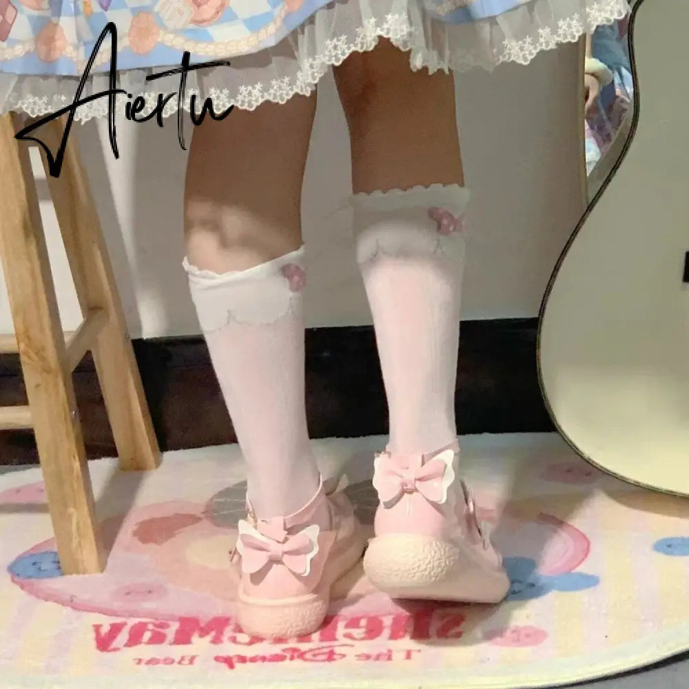 Aiertu Kaweii Lolita Shoes Sweet Summer Mary Janes Woman Flats Patchwork Japanese Style Fashion Cute Party Jk Shoes for Girls Aiertu