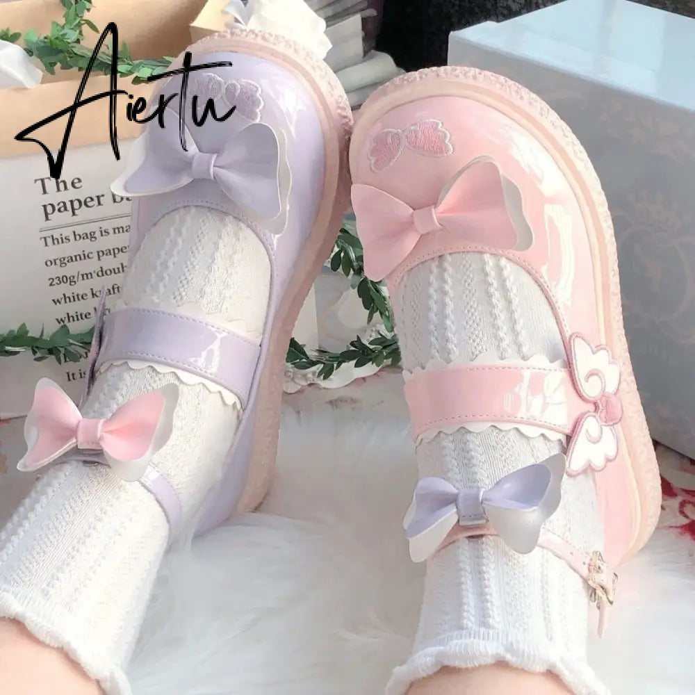 Aiertu Kaweii Lolita Shoes Sweet Summer Mary Janes Woman Flats Patchwork Japanese Style Fashion Cute Party Jk Shoes for Girls Aiertu
