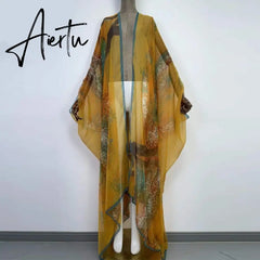 Aiertu Kimono Popular transparent Summer Beach Robe Kaftan Clothes Women Free Size Open Bohemian Quality Dry Holiday Coat Aiertu