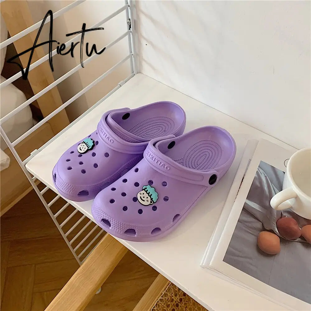 Aiertu Korean Women Casual Garden Clogs Waterproof Shoes Beach Platform Slippers For Woman Personalized Sandals Streetwear Shoes Aiertu