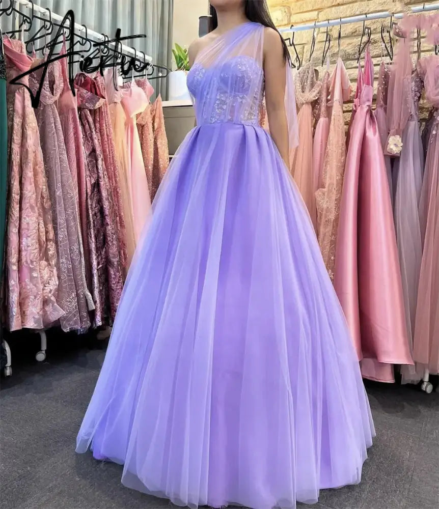 Aiertu  Lavender Purple Prom Dresses Glitter Beaded Bride Wedding Dress A-shaped Evening Dresses Party Dress Aiertu