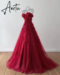 Aiertu Lilac Women's Prom Dresses 2024 Lace Applique Tulle Evening Gowns Sexy Sleeveless Formal Beach Party Robe Cocktail Dresses Aiertu