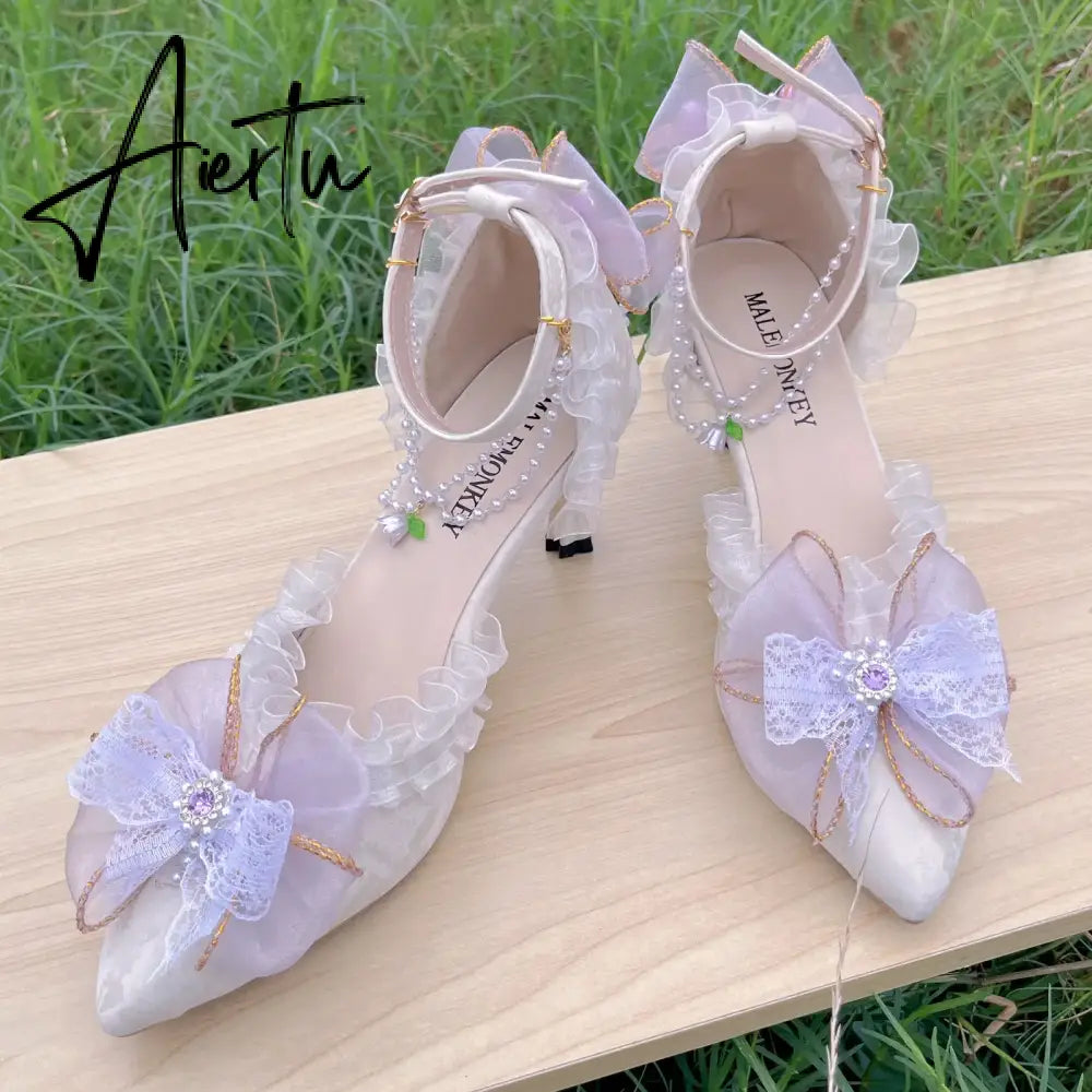 Aiertu Lolit Shoes for Women Ladies Party Shoes Luxury Designer Elegant Woman Shoe French Wedding Shoes Bride Bar Mitzvah Gift Aiertu