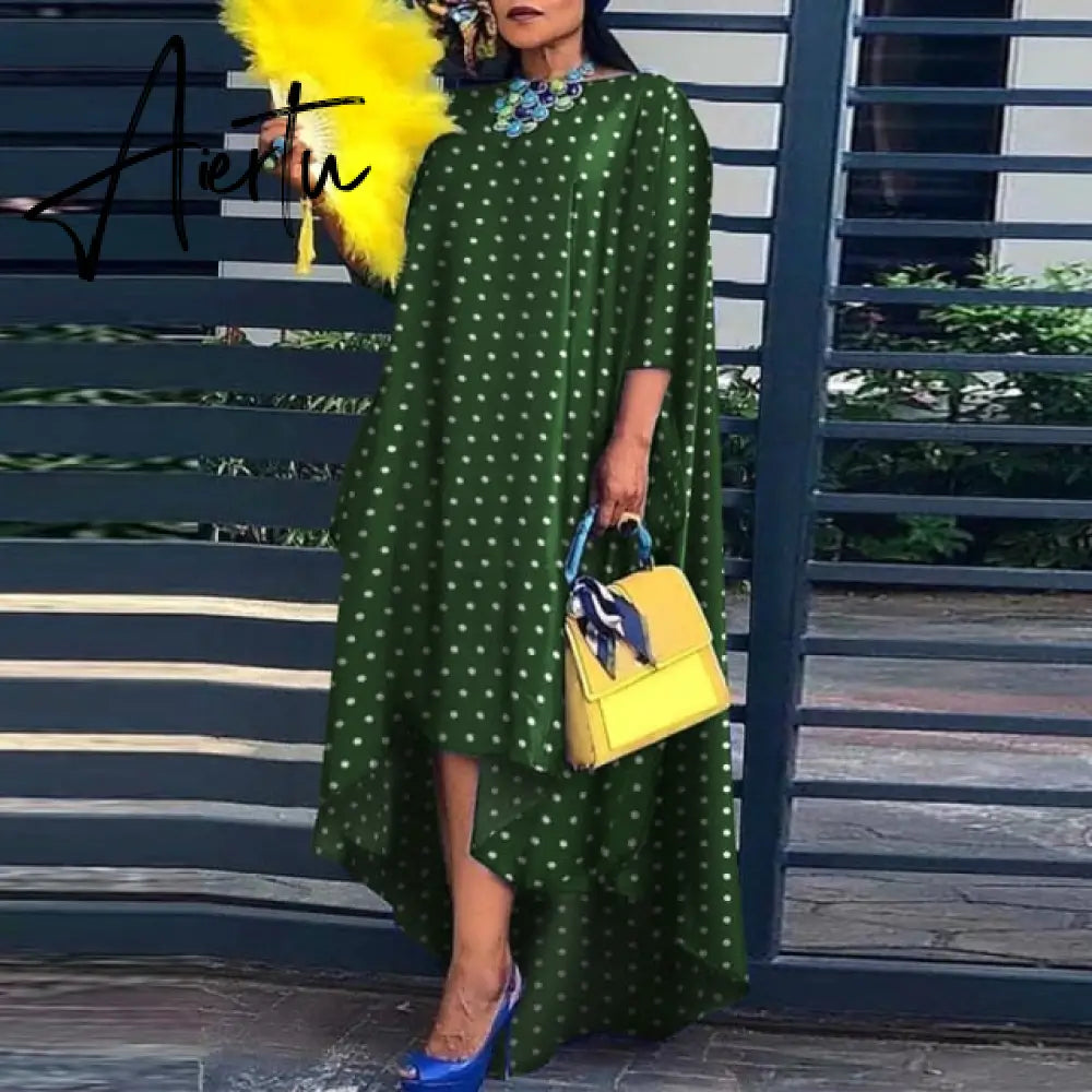 Aiertu Loose Dress Elegant Women Bohemian Sundress Lapel Neck Dress  Vestidos Elegant Sundress Robe Femme Aiertu