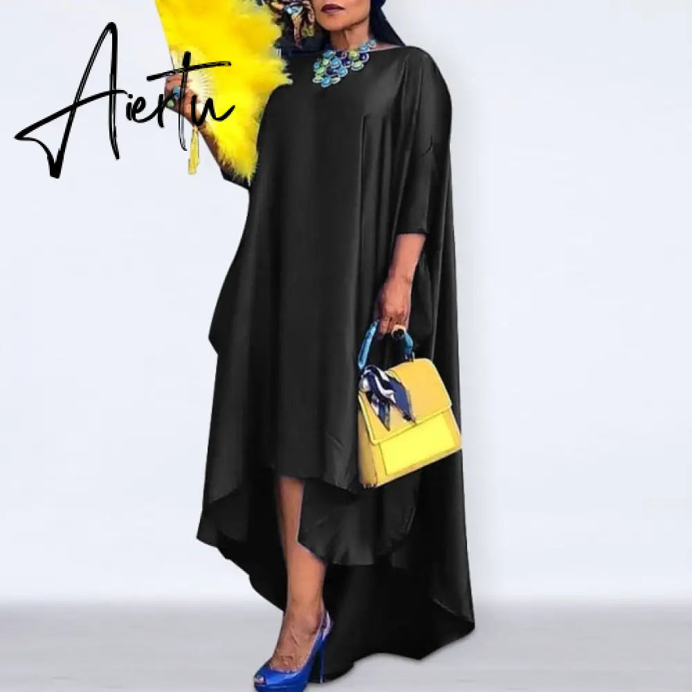 Aiertu Loose Dress Elegant Women Bohemian Sundress Lapel Neck Dress  Vestidos Elegant Sundress Robe Femme Aiertu