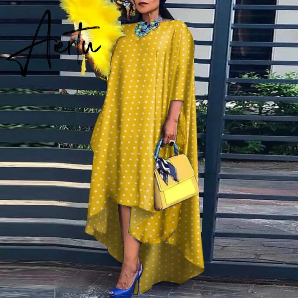 Aiertu Loose Dress Elegant Women Bohemian Sundress Lapel Neck Dress  Vestidos Elegant Sundress Robe Femme Aiertu