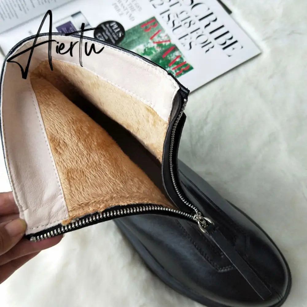 Aiertu Luxury Brand Designer Front Zipper Ankle Boots For Women  New Chunky Boots Platform Woman Punk Boots Fashion Ladies Shoes Aiertu