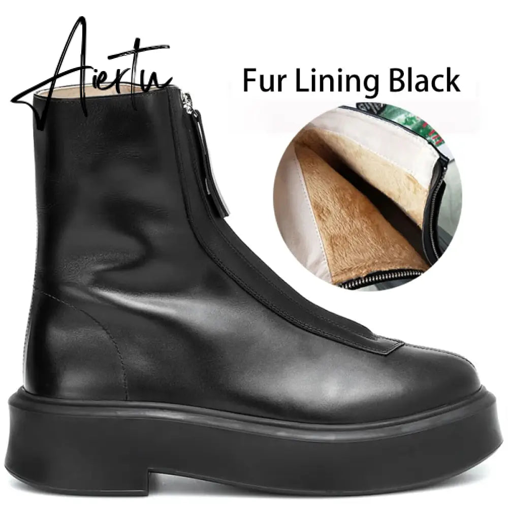 Aiertu Luxury Brand Designer Front Zipper Ankle Boots For Women  New Chunky Boots Platform Woman Punk Boots Fashion Ladies Shoes Aiertu