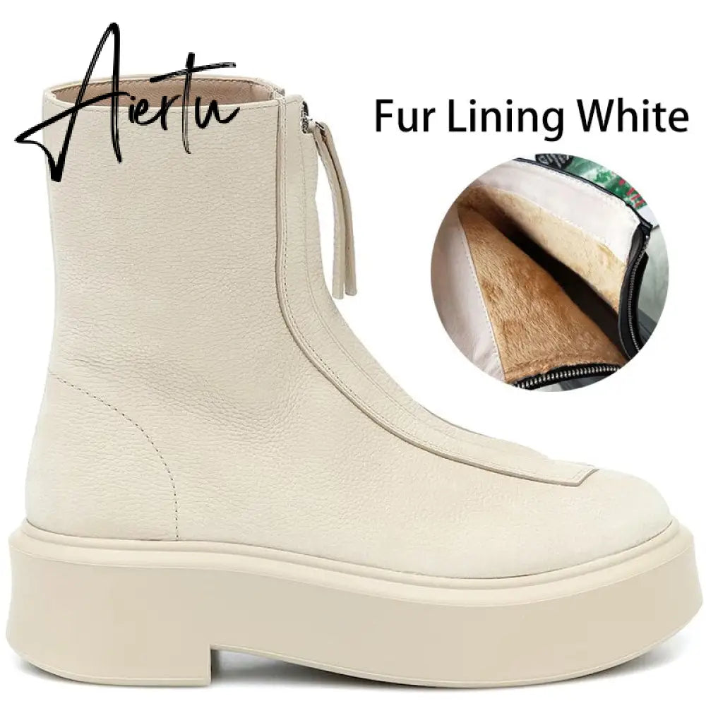 Aiertu Luxury Brand Designer Front Zipper Ankle Boots For Women  New Chunky Boots Platform Woman Punk Boots Fashion Ladies Shoes Aiertu