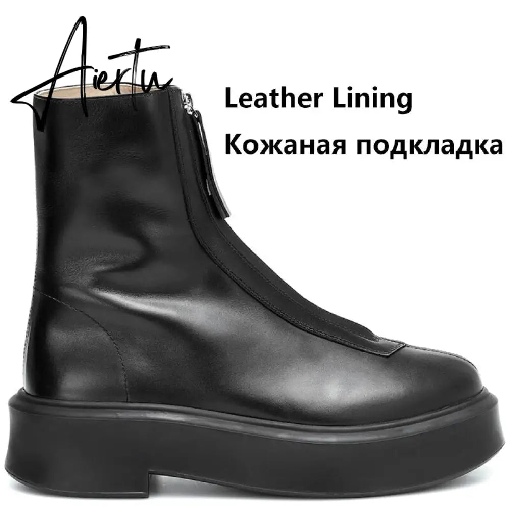 Aiertu Luxury Brand Designer Front Zipper Ankle Boots For Women  New Chunky Boots Platform Woman Punk Boots Fashion Ladies Shoes Aiertu