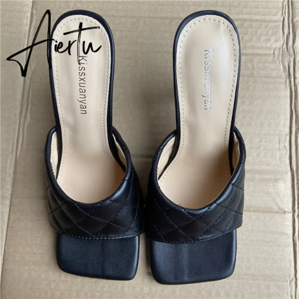 Aiertu Luxury Design Slides Women 9cm High Heels Mules Fetish Summer Sandals Stiletto Heels Slippers Prom Platform Stripper Shoes Aiertu