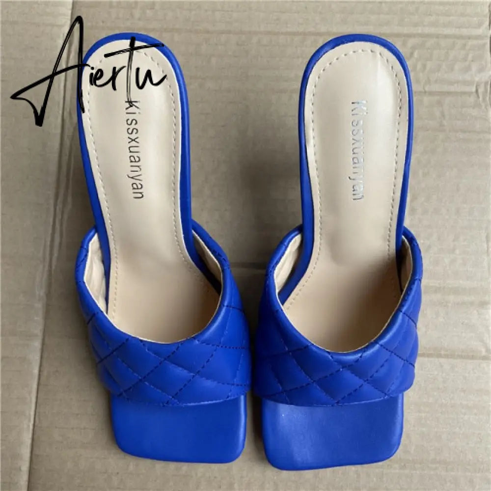 Aiertu Luxury Design Slides Women 9cm High Heels Mules Fetish Summer Sandals Stiletto Heels Slippers Prom Platform Stripper Shoes Aiertu