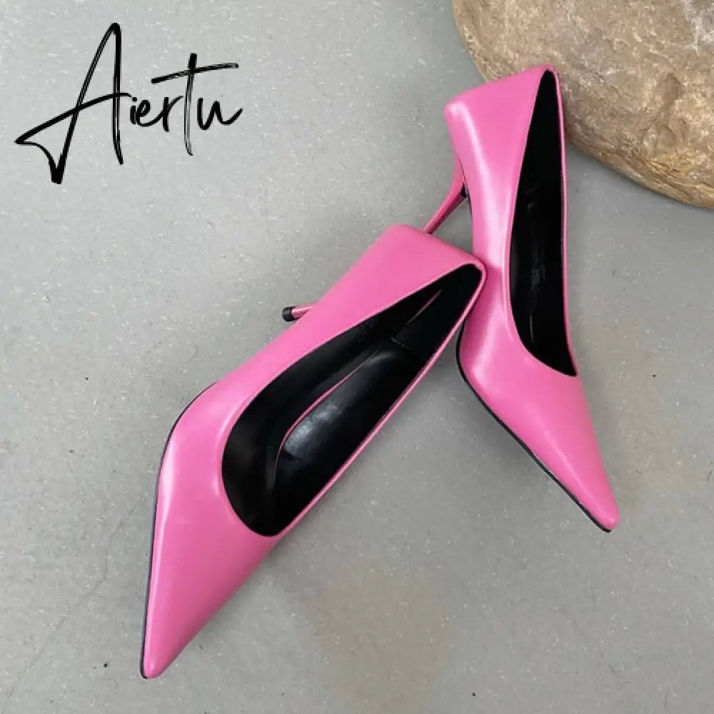 Aiertu Luxury Women 8cm High Heels Pumps Scarpins Office Ladies Designer White Green Black Heels Prom Stiletto Dress Party Shoes Aiertu