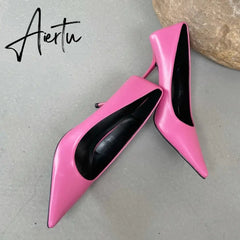Aiertu Luxury Women 8cm High Heels Pumps Scarpins Office Ladies Designer White Green Black Heels Prom Stiletto Dress Party Shoes Aiertu