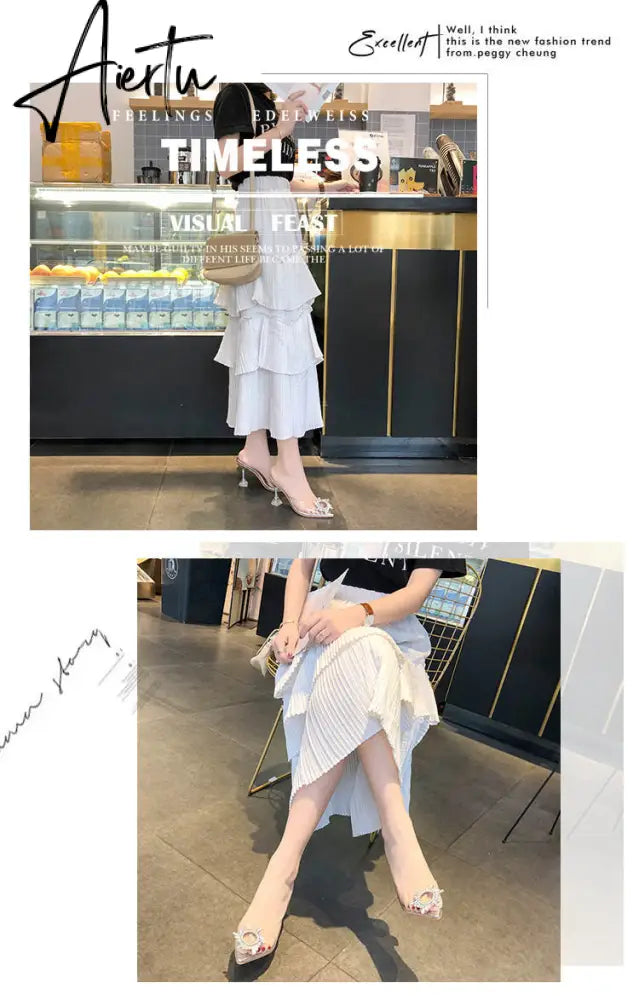 Aiertu Luxury Women Pumps Transparent High Heels Sexy Pointed Toe Slip-on Wedding Party Brand Fashion Shoes For Lady Size 34-43 Aiertu
