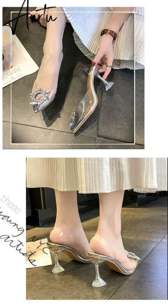 Aiertu Luxury Women Pumps Transparent High Heels Sexy Pointed Toe Slip-on Wedding Party Brand Fashion Shoes For Lady Size 34-43 Aiertu