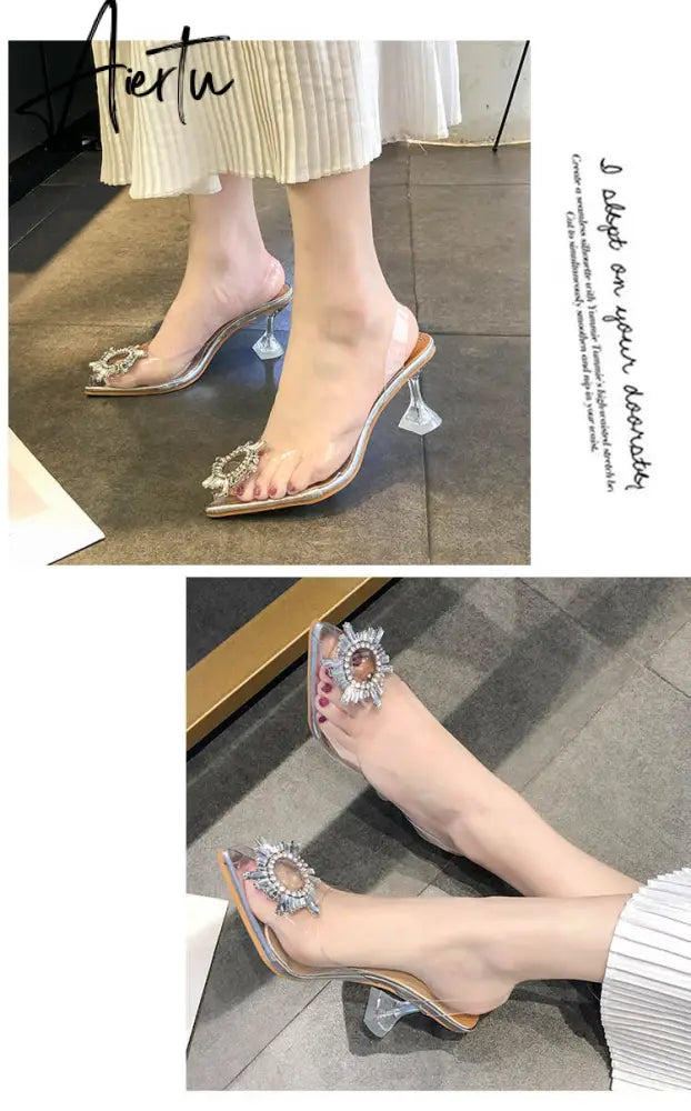 Aiertu Luxury Women Pumps Transparent High Heels Sexy Pointed Toe Slip-on Wedding Party Brand Fashion Shoes For Lady Size 34-43 Aiertu