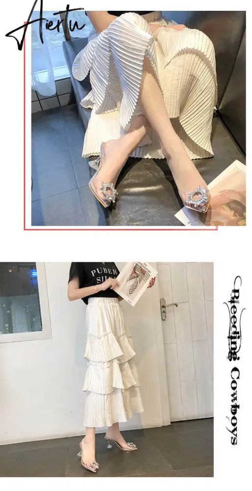 Aiertu Luxury Women Pumps Transparent High Heels Sexy Pointed Toe Slip-on Wedding Party Brand Fashion Shoes For Lady Size 34-43 Aiertu