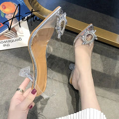 Aiertu Luxury Women Pumps Transparent High Heels Sexy Pointed Toe Slip-on Wedding Party Brand Fashion Shoes For Lady Size 34-43 Aiertu