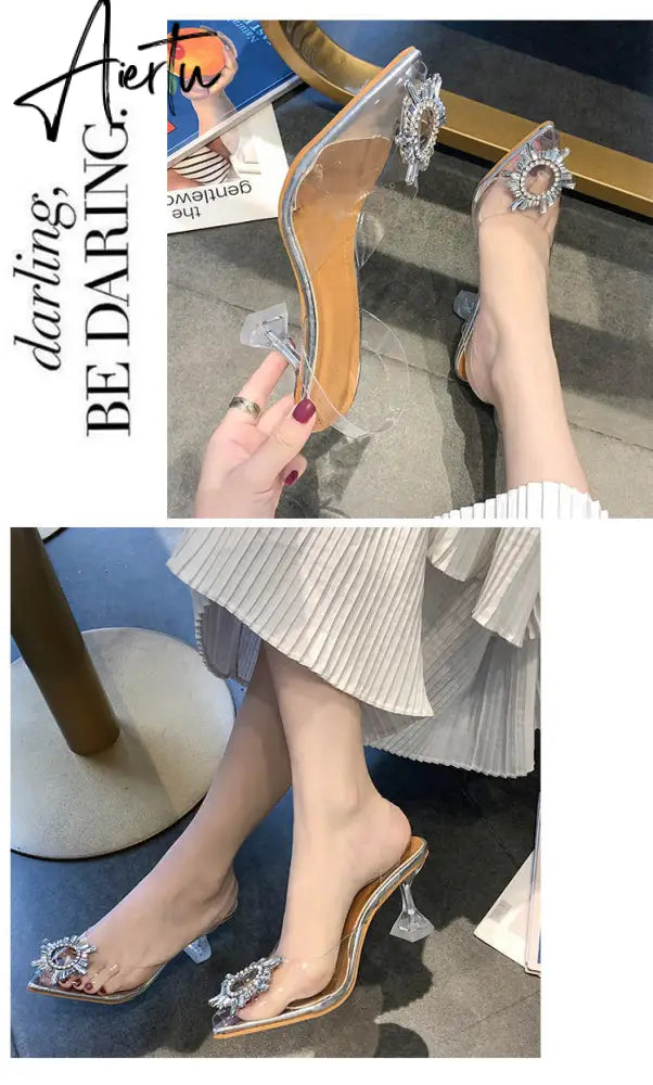 Aiertu Luxury Women Pumps Transparent High Heels Sexy Pointed Toe Slip-on Wedding Party Brand Fashion Shoes For Lady Size 34-43 Aiertu
