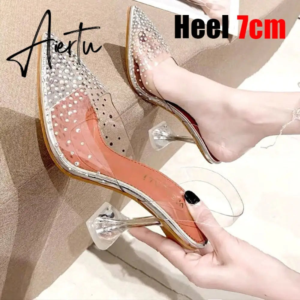 Aiertu Luxury Women Pumps Transparent High Heels Sexy Pointed Toe Slip-on Wedding Party Brand Fashion Shoes For Lady Size 34-43 Aiertu