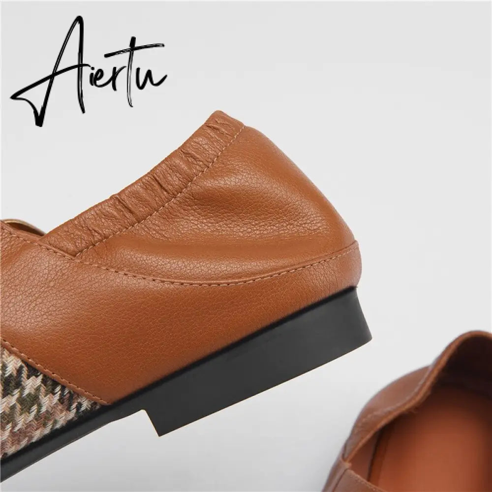 Aiertu Mary Jane Shoes New Spring Brand Women Pumps Low-heel Female Ladies Shoes Square Toe Buckle Mixed Color Retro Women Shoes Aiertu